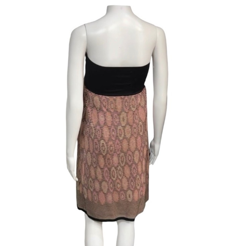 M Missoni Strapless Metallic Knit Dress Black Pink Green Scarf Detail Size 10 - Picture 3 of 10